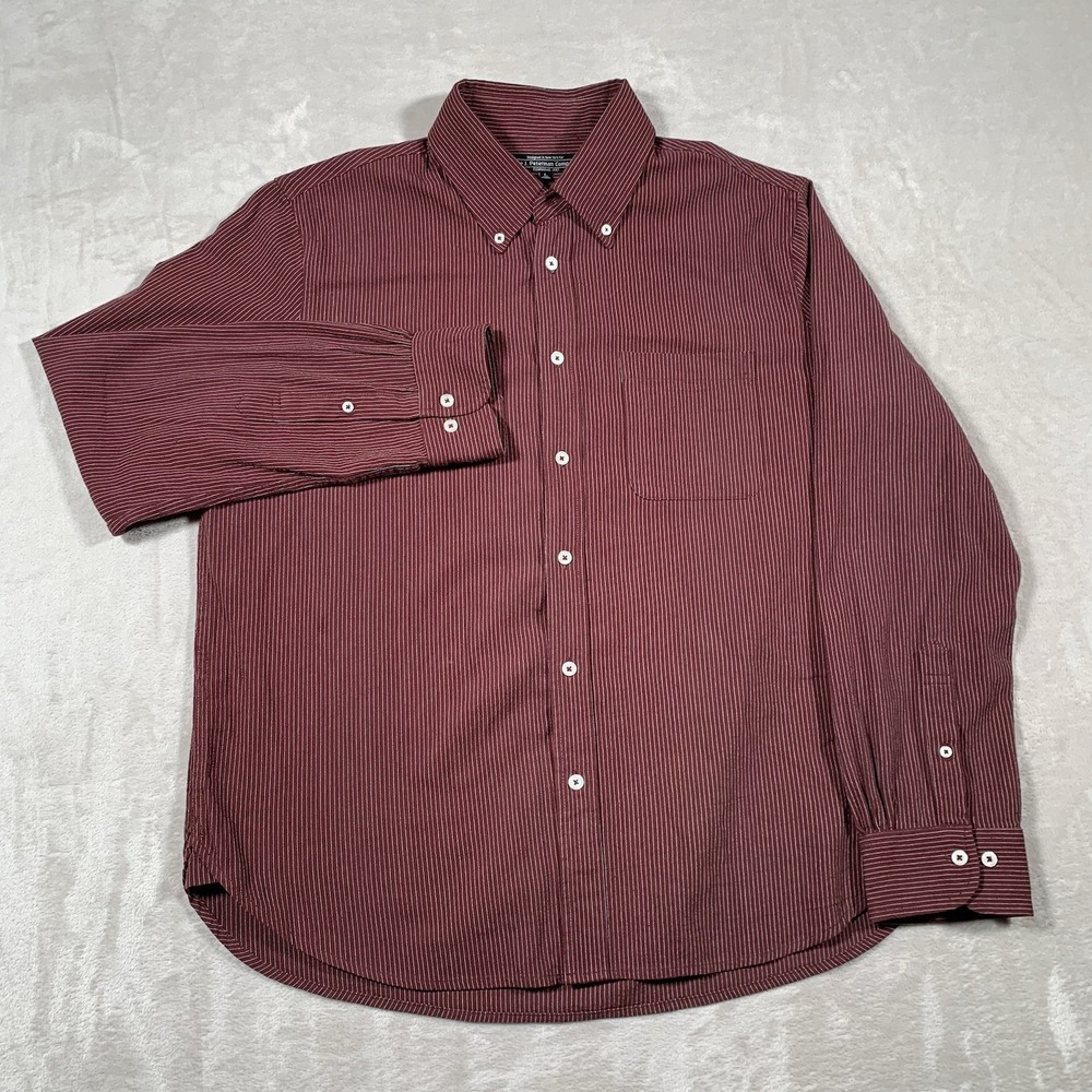 The J Peterman Company Shirt Large Maroon Button Down Long Sleeve Pocket - Picture 2 of 7